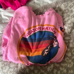 rare pink aviator nation crew neck